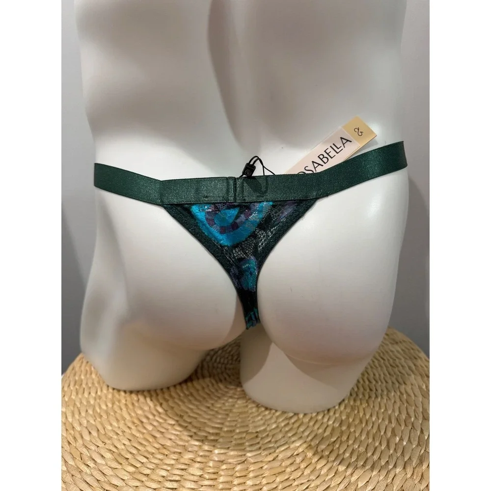 Cosabella Never Say Never Printed Italian Thong  Paisley Green Lace Men's M